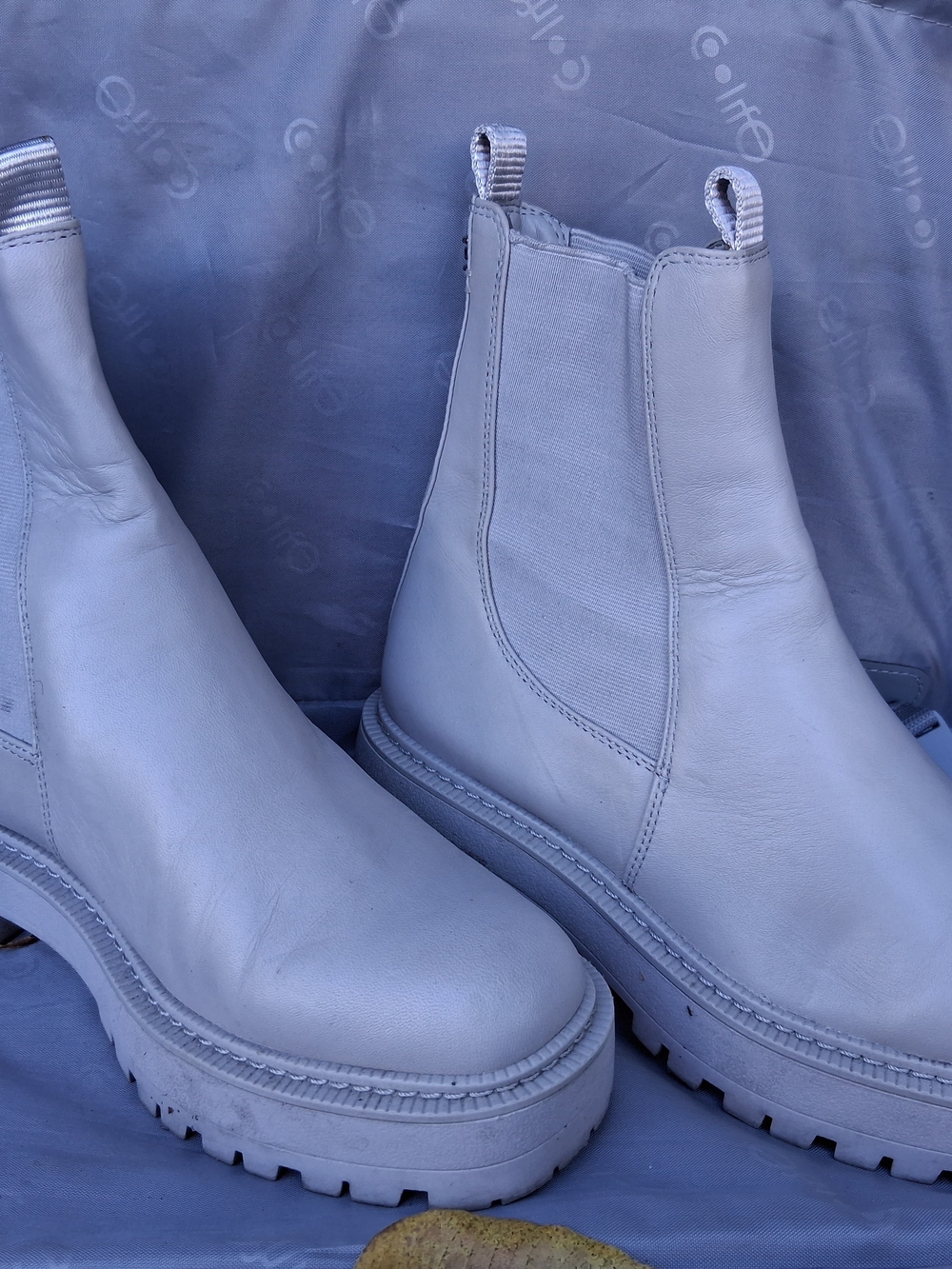 Sam Edelman Gray Leather Chunky Chelsea Lug Boots
